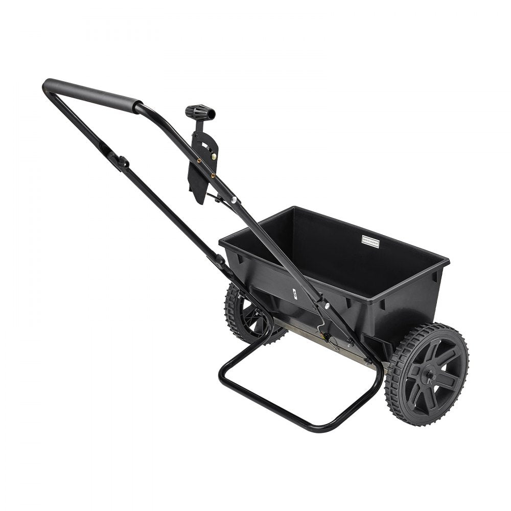 VEVOR Walk-Behind Push Spreader, 50LBS Capacity, Drop Spreader with Hopper Grate, 18 in Spreading Width & 30 Settings, 10 in All Terrain Tires, Garden & Lawn Spreaders for Seed, Fertilizer, Salt