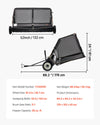 VEVOR TC5001D lawn sweeper - dimensions and key specifications graphic