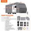 VEVOR Travel Trailer Cover, 27-30 ft RV Cover, 4-Layer Non-Woven Fabric Camper Cover, Waterproof, Windproof and Rip-Stop Class A RV Cover, with Storage Bag, Repair Patches, Straps and Tire Covers