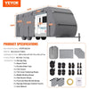 VEVOR Travel Trailer Cover, 22-24 ft RV Cover, 4-Layer Non-Woven Fabric Camper Cover, Waterproof, Windproof and Rip-Stop Class A RV Cover, with Storage Bag, Repair Patches, Straps and Tire Covers