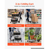 VEVOR Collapsible Shopping Cart with Wheels Foldable for Grocery Black Gray, 200lbs Capacity Rolling Utility Cart, Storage Crate & Foot Brake, Portable Folding for Groceries, Warehouse, Supermarket