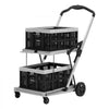 VEVOR Collapsible Shopping Cart with Wheels Foldable for Grocery Black Gray, 200lbs Capacity Rolling Utility Cart, Storage Crate & Foot Brake, Portable Folding for Groceries, Warehouse, Supermarket
