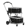 VEVOR Collapsible Shopping Cart with Wheels Foldable for Grocery Black Gray, 200lbs Capacity Rolling Utility Cart, Storage Crate & Foot Brake, Portable Folding for Groceries, Warehouse, Supermarket