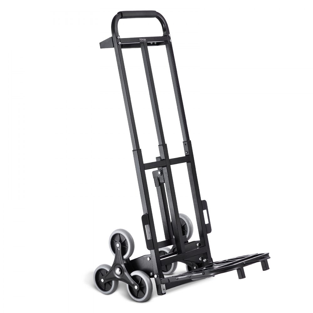 VEVOR Stair Climbing Cart, 460 lbs Capacity Stair Climber Hand Truck and Dolly, Heavy-Duty Folding Trolley Cart with Dual Handle, 6 Wheels & 2 Elastic Ropes for Home Office Shopping Moving Warehouse