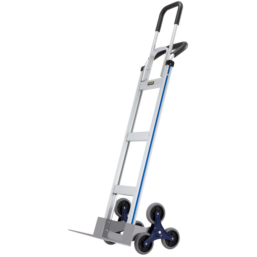VEVOR Stair Climbing Cart, 550 lbs Load Capacity, Aluminum Hand Truck Dolly with Dual Handles, Integrated Frame & Nonslip Rubber Wheels, Multipurpose Stair Climber for Warehouse Shopping Airport