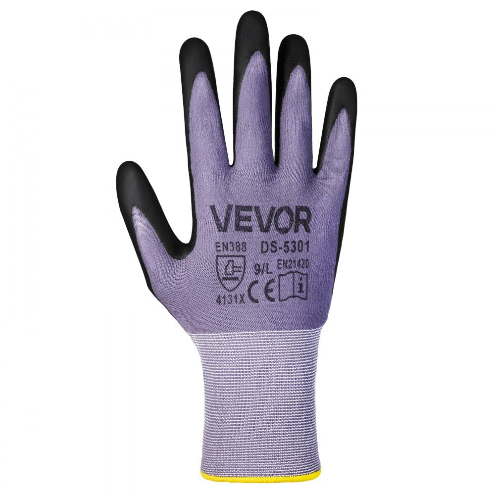 Work Gloves 12 Pairs Touch Screen Nitrile-Coated Garden Construction Gloves