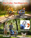 VEVOR Dog Bike Trailer, Supports up to 88 lbs, 2-in-1 Pet Stroller Cart Bicycle Carrier for Small & Large Dogs, Easy Folding Frame with Quick Release Wheel, Universal Bicycle Coupler, Internal Leash