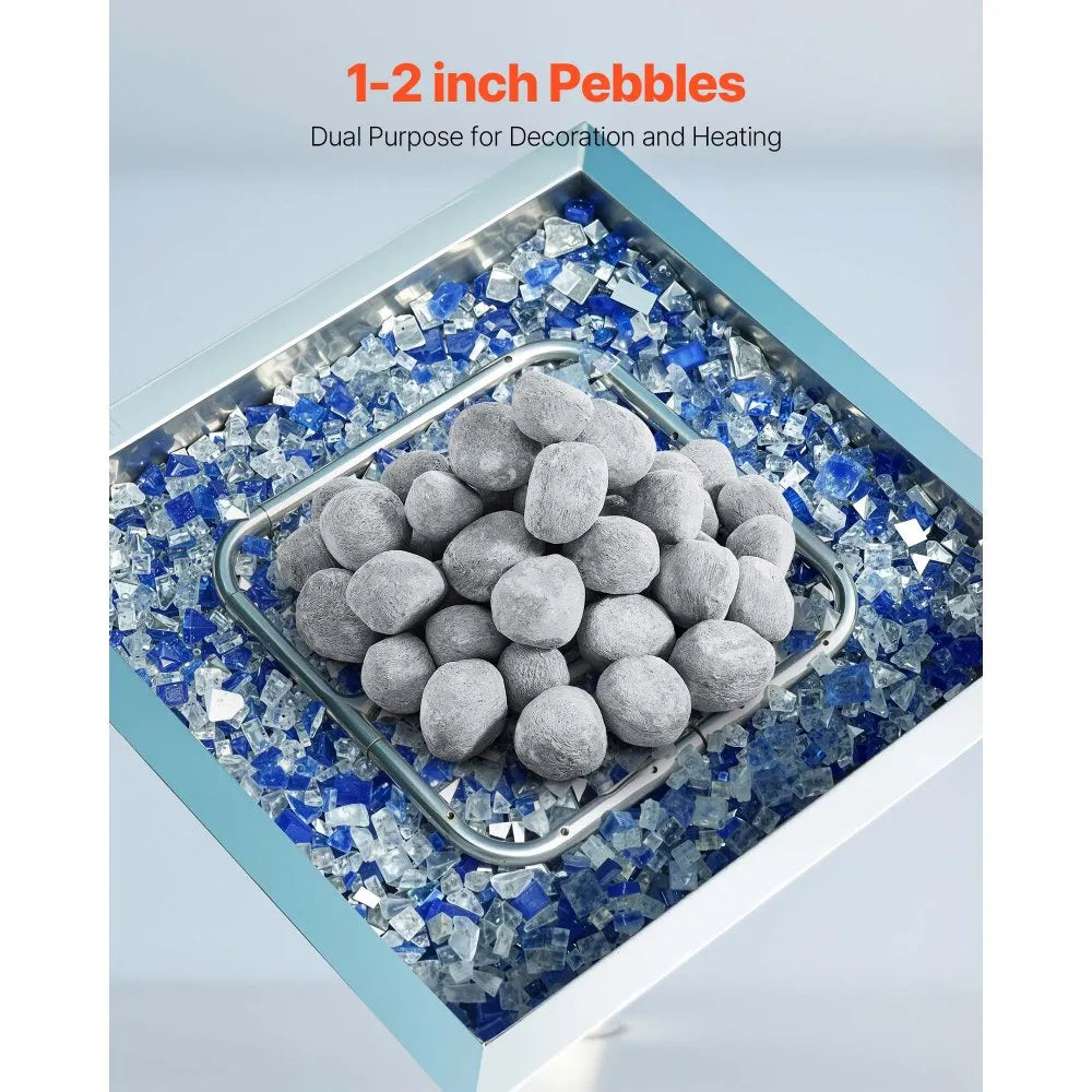 VEVOR Ceramic Fire Pebble Stones, 1-2 inch 48 Pcs Lava Rocks, Reusable Fire Pit Stones Indoor and Outdoor Use, Decorative Firepit Rocks for Propane/Gas Fireplace, Stove, Courtyard, Camping