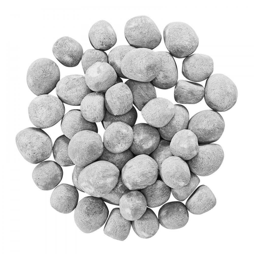 VEVOR Ceramic Fire Pebble Stones, 2-3 inch 30 Pcs Lava Rocks, Reusable Fire Pit Stones Indoor and Outdoor Use, Decorative Firepit Stone for Propane/Gas Fireplace, Stove, Courtyard, Camping