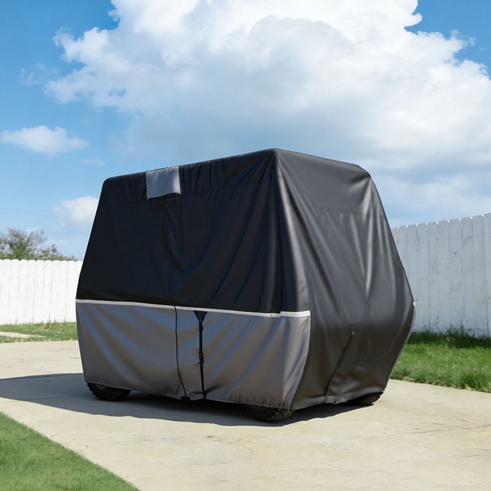 VEVOR Golf Cart Cover, Full Coverage 2+2/4 Passenger Golf Cart, 420D Waterproof Oxford Fabric Club Car Cover Fits Most Carts Club Car, Yamaha, EZGO, Honda, Silver-Coated Layer & Three Zipper Doors