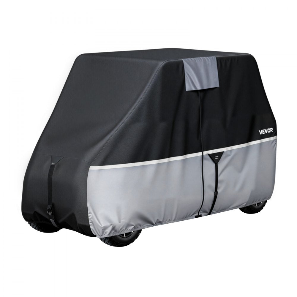 VEVOR Golf Cart Cover, Full Coverage 2+2/4 Passenger Golf Cart, 420D Waterproof Oxford Fabric Club Car Cover Fits Most Carts Club Car, Yamaha, EZGO, Honda, Silver-Coated Layer & Three Zipper Doors