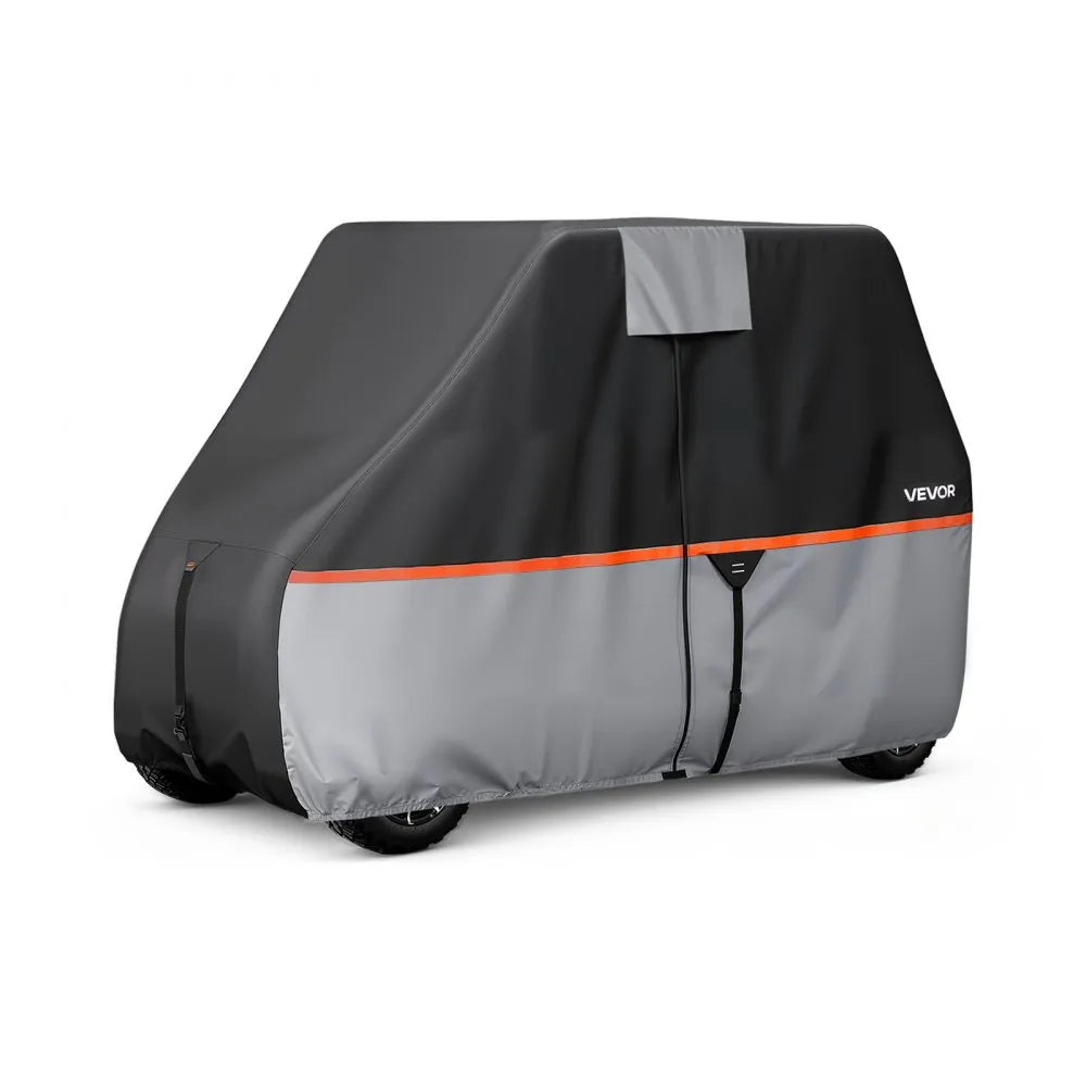 VEVOR Golf Cart Cover, Full Coverage 2+2/4 Passenger Golf Cart, 420D Waterproof Oxford Fabric Club Car Cover Fits Most Carts Club Car, Yamaha, EZGO, Honda, Silver-Coated Layer & Three Zipper Doors