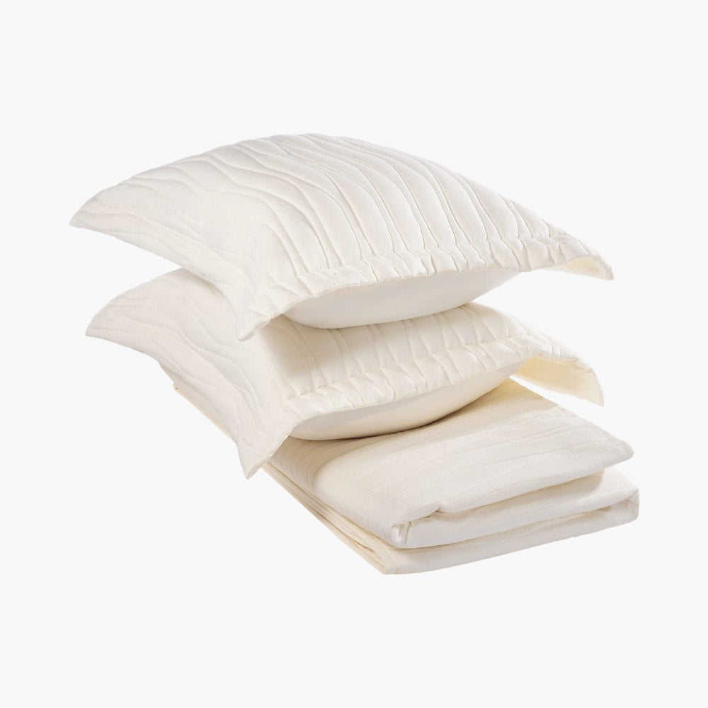 VEVOR King Quilt Set, 3-Piece Lightweight Comforter, Microfiber King Size Bedding Set, Beige Bedspreads with 1 Quilt and 2 Pillow Shams, Lightweight Bedspread Coverlet Bedding Set, for All Season