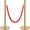 VEVOR Velvet Ropes and Posts, 5 ft/1.5 m Red Rope, Stainless Steel Gold Stanchion with Ball Top, Red Crowd Control Barrier Used for Theaters, Party, Wedding, Exhibition, Ticket Offices 2 Pack Sets