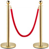VEVOR Velvet Ropes and Posts, 5 ft/1.5 m Red Rope, Stainless Steel Gold Stanchion with Ball Top, Red Crowd Control Barrier Used for Theaters, Party, Wedding, Exhibition, Ticket Offices 4 packSets