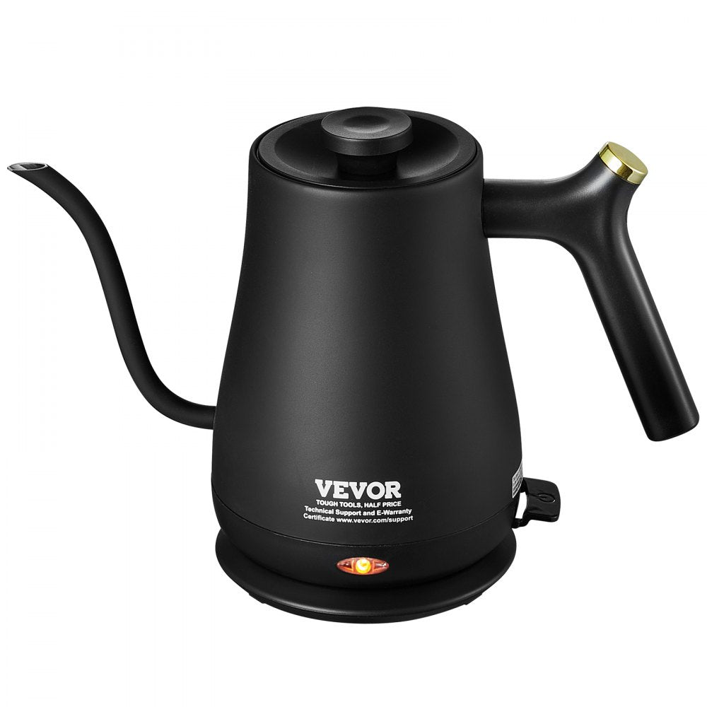 VEVOR 1L Electric Gooseneck Kettle, 1200W Fast Heating Gooseneck Pour Over Coffee Tea Kettle, 304 Food Grade Stainless Steel Hot Water Boiler Heater with Boil-Dry Protection, Auto Shut-off