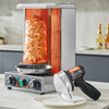 VEVOR Electric Shawarma Knife, 80W Cordless Battery Professional Turkish Knife, Commercial Stainless Steel Gyro Cutter, Doner Kebab Meat Slicer with 2 Blades, Φ4"/100mm, 0-8mm Adjustable Thickness