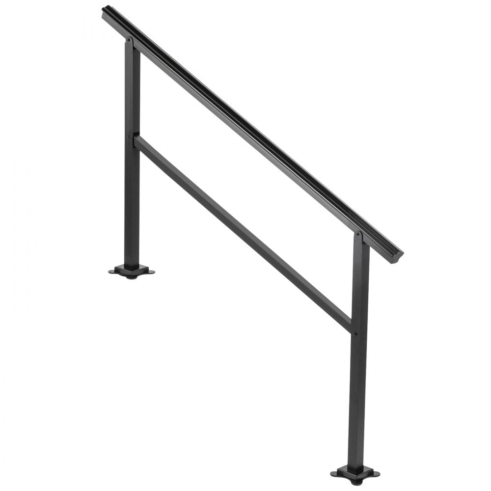 VEVOR Outdoor Handrail 165LBS Load Handrail Outdoor Stairs Aluminum Stair Handrail 60 x 35" Outdoor Stair Railing Transitional Range from 0 to 30° Staircase Handrail Fits 4-5 Steps with Screw Kit