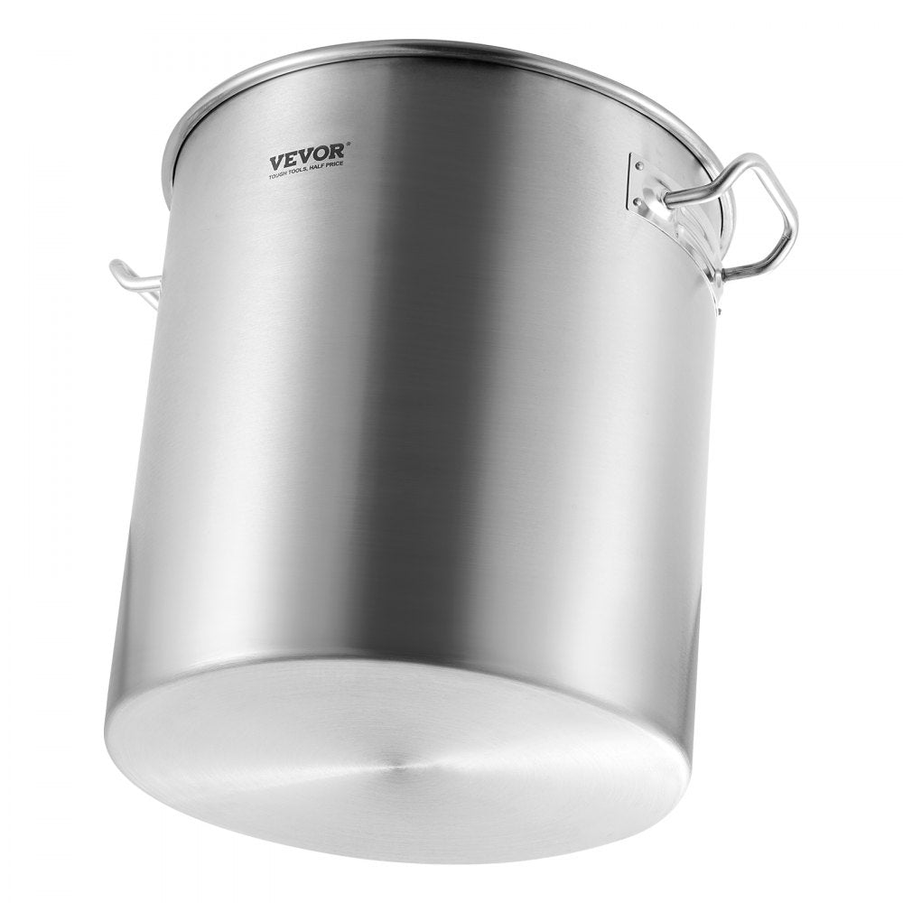 VEVOR Stainless Steel Stockpot, 42 Quart Large Cooking Pots, Cookware Sauce Pot with Basket, Lid, and Handle, Heavy Duty Commercial Grade Stock Pot, Sanding Treatment, for Large Groups Events Silver