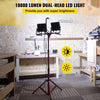 VEVOR LED Work Light with Stand, 10000 Lumen Dual-head LED Work Light with 27.6\"-68.1\" Adjustable and Foldable Tripod Stand, IP65 Waterproofed LED Tripod Work Light, with 5000 Kelvin Color Temperatu