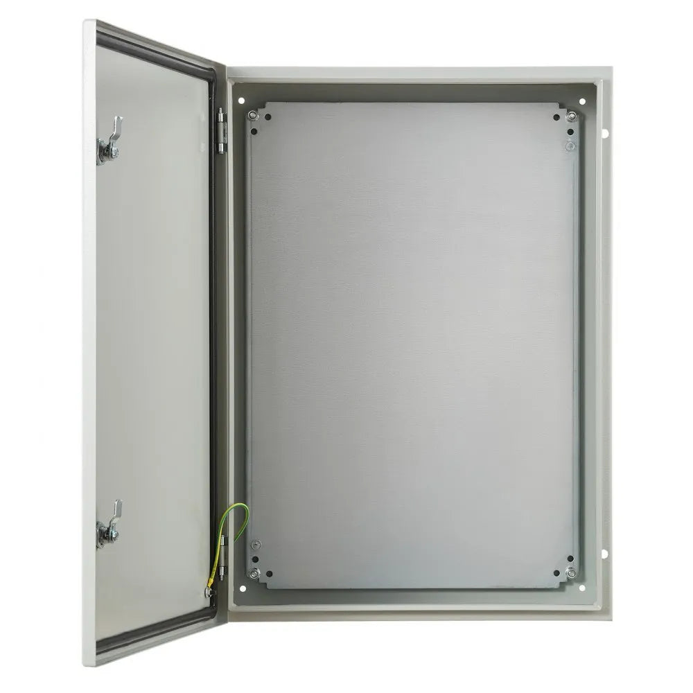 VEVOR Steel Electrical Box, 27.6 x 19.7 x 9.8 in, Cold Rolled Steel Electrical Enclosure Box, Wall-Mounted Outdoor Electronic Equipment Enclosure with Mounting Plate, Hinges, Lock, IP66 Waterproof