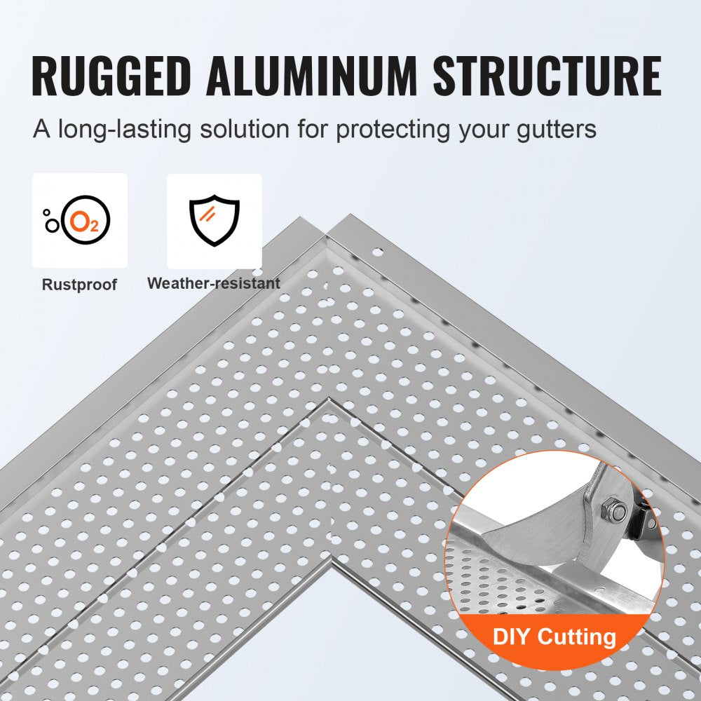 VEVOR Gutter Guard, 5 inch Width, Aluminum Leaf Filter DIY Gutter Cover, 26 PCS 104 ft Total Length, 0.157'' Hole Diameter & 0.02'' Thick Gutter Guards Fits Any Roof or Gutter Type