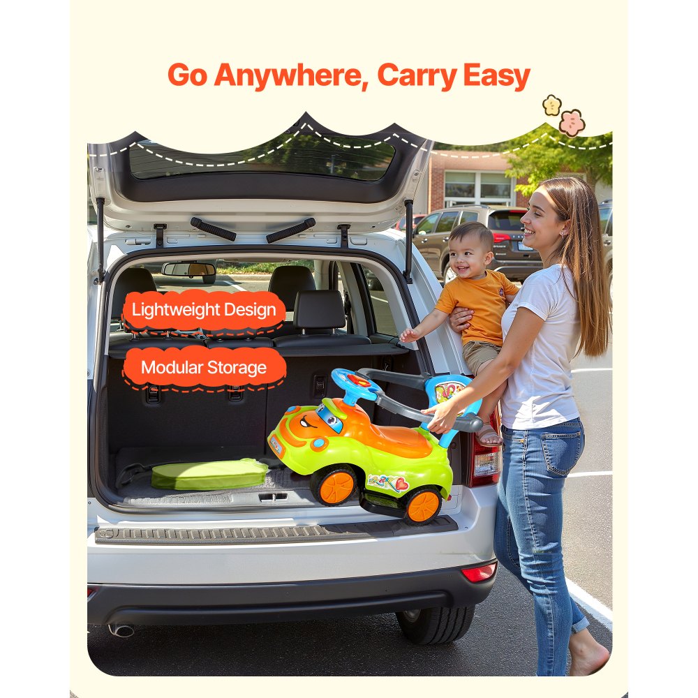 VEVOR Ride On Push Car, Push Car for Toddler 19 to 36 Months, Around Buggy with Guardrails, Handle & Under-seat Storage, 55 lbs Load Capacity, Foot-to-Floor Walker for Boys Girls, Green