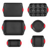 VEVOR Baking Pans Set, 6-Piece, Nonstick Carbon Steel Cookware Sheets & Trays, Stackable Kitchen Oven Bakeware Cooking Sets with Silicone Handles, Easy to Clean, for Baking Cookie Cake Muffin Bread