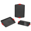 VEVOR Baking Pans Set, 3-Piece, Nonstick Carbon Steel Cookware Sheets & Trays, Stackable Kitchen Oven Bakeware Cooking Sets with Silicone Handles, Easy to Clean, for Baking Cookie Cake Muffin Bread