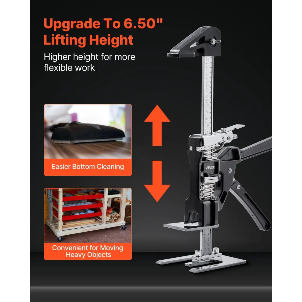 VEVOR Labor Saving Arm Jack, 2 PCS 440 lbs Bearing Capacity, Lifting up to 6.5", Metal Hand Lifting Jack Tool with Magnetic Level, 2 Adjustment Modes, for Door, Window, Furniture, Woodworking, Black