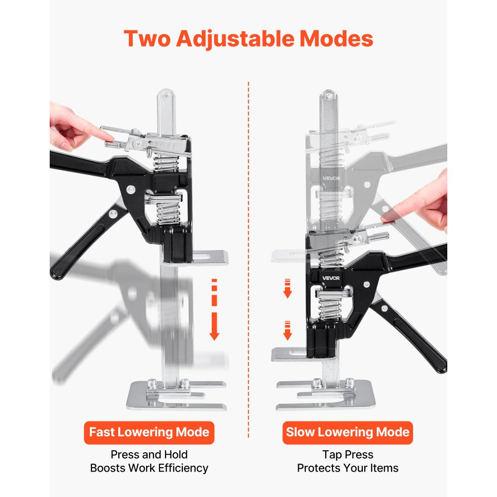 VEVOR Labor Saving Arm Jack, 2 PCS 440 lbs Bearing Capacity, Lifting up to 9.3", Metal Hand Lifting Jack Tool with Magnetic Level, 2 Adjustment Modes, for Door, Window, Furniture, Woodworking, Black