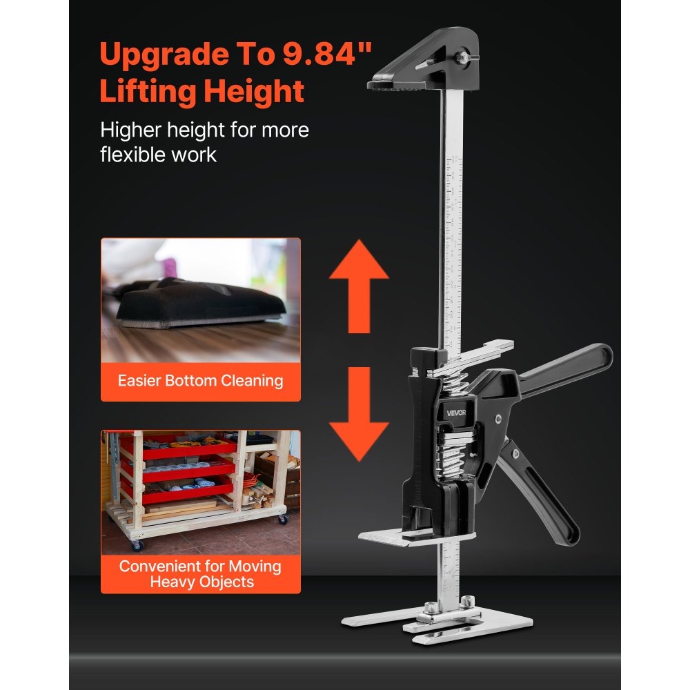 VEVOR Labor Saving Arm Jack, 2 PCS 330 lbs Bearing Capacity, Lifting up to 9.8", Metal Hand Lifting Jack Tool with Magnetic Level, Adjustable Height, for Door, Window, Furniture, Woodworking, Black