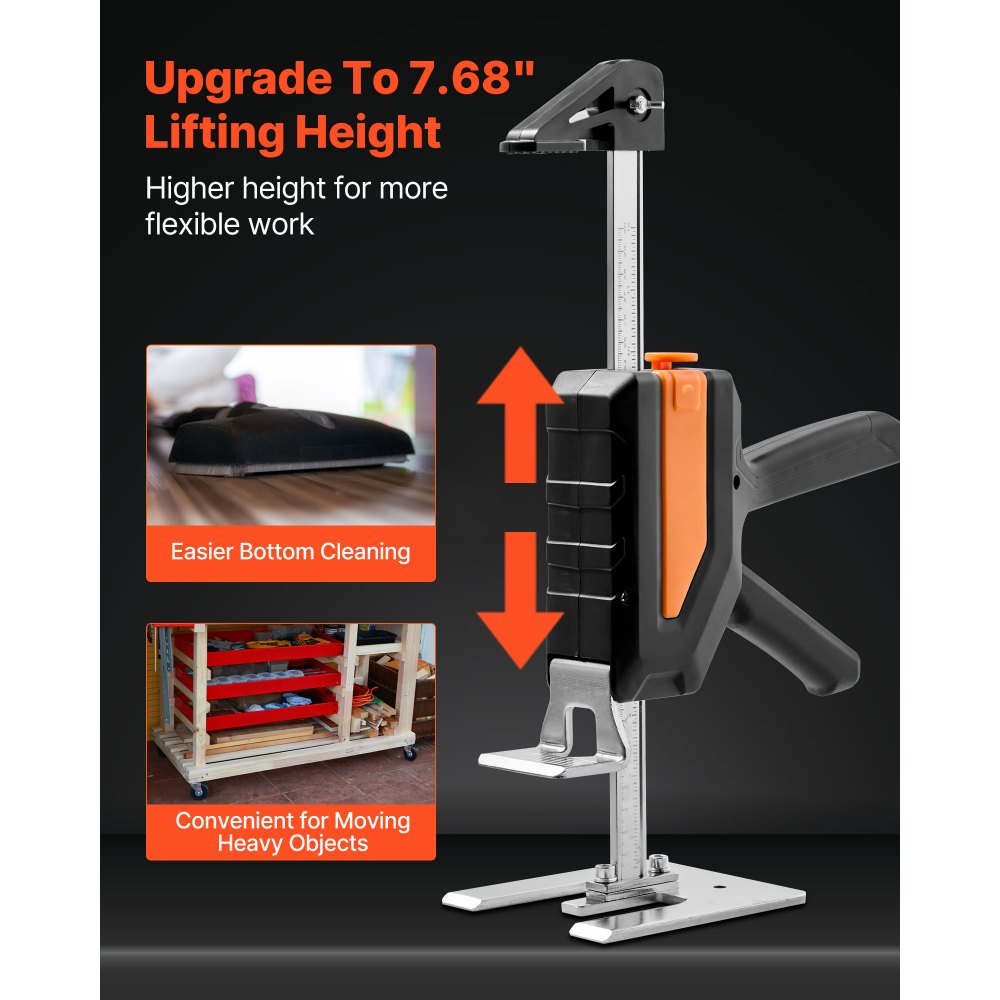 VEVOR Labor Saving Arm Jack, 2 PCS 440 lbs Bearing Capacity, Lifting up to 7.7", Metal Hand Lifting Jack Tool with Magnetic Level, 2 Adjustment Modes, for Door, Window, Furniture, Woodworking, Black