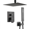 VEVOR Shower Faucet Set, Rainfall Bathroom Shower System with 10-Inch Square Rain Shower Head and Handheld Spray, Ceiling Mount Bath Fixtures with Brass Valve and Trim Kit, Matte Black