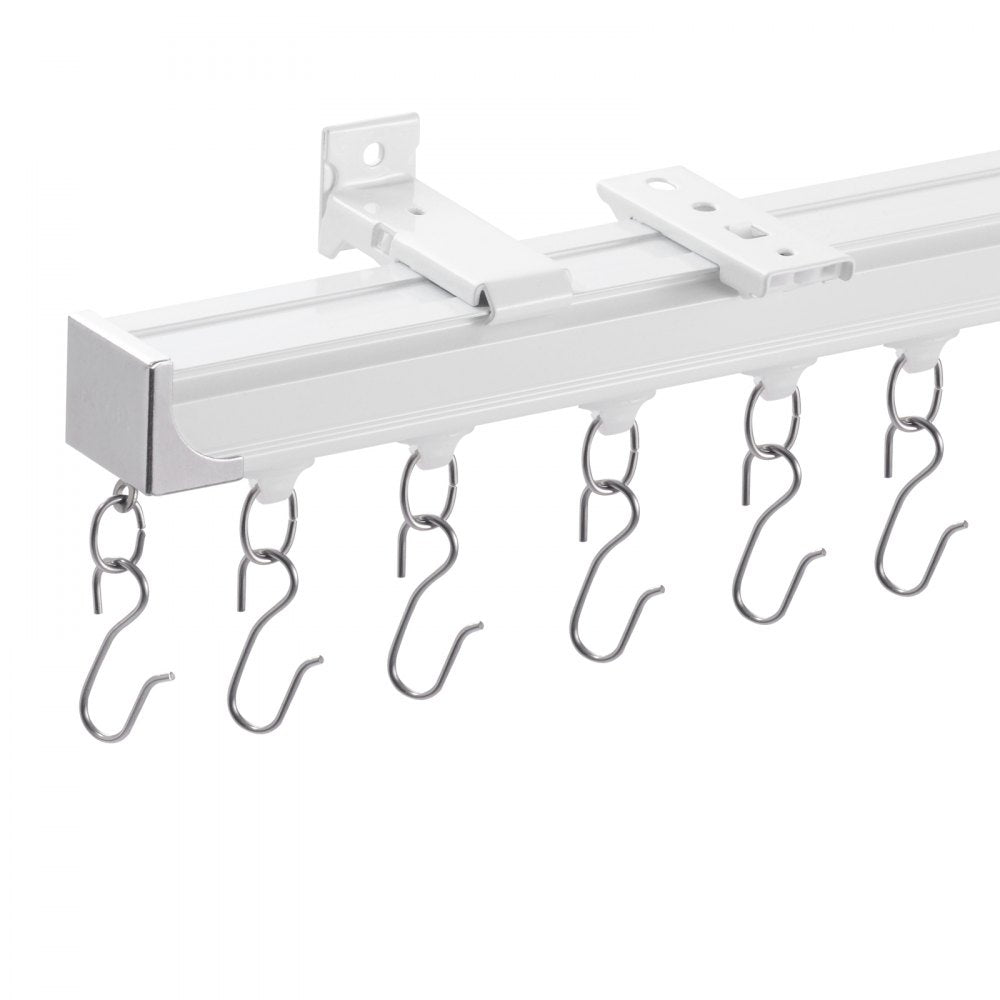 VEVOR Ceiling Curtain Track Set, 11.8 FT/3.6 Meter, Sliding Ceiling Track System for Curtains, Room Divider Curtain Track Ceiling/Wall Mounted for Living Room Bedroom with Hooks and Hardware, White
