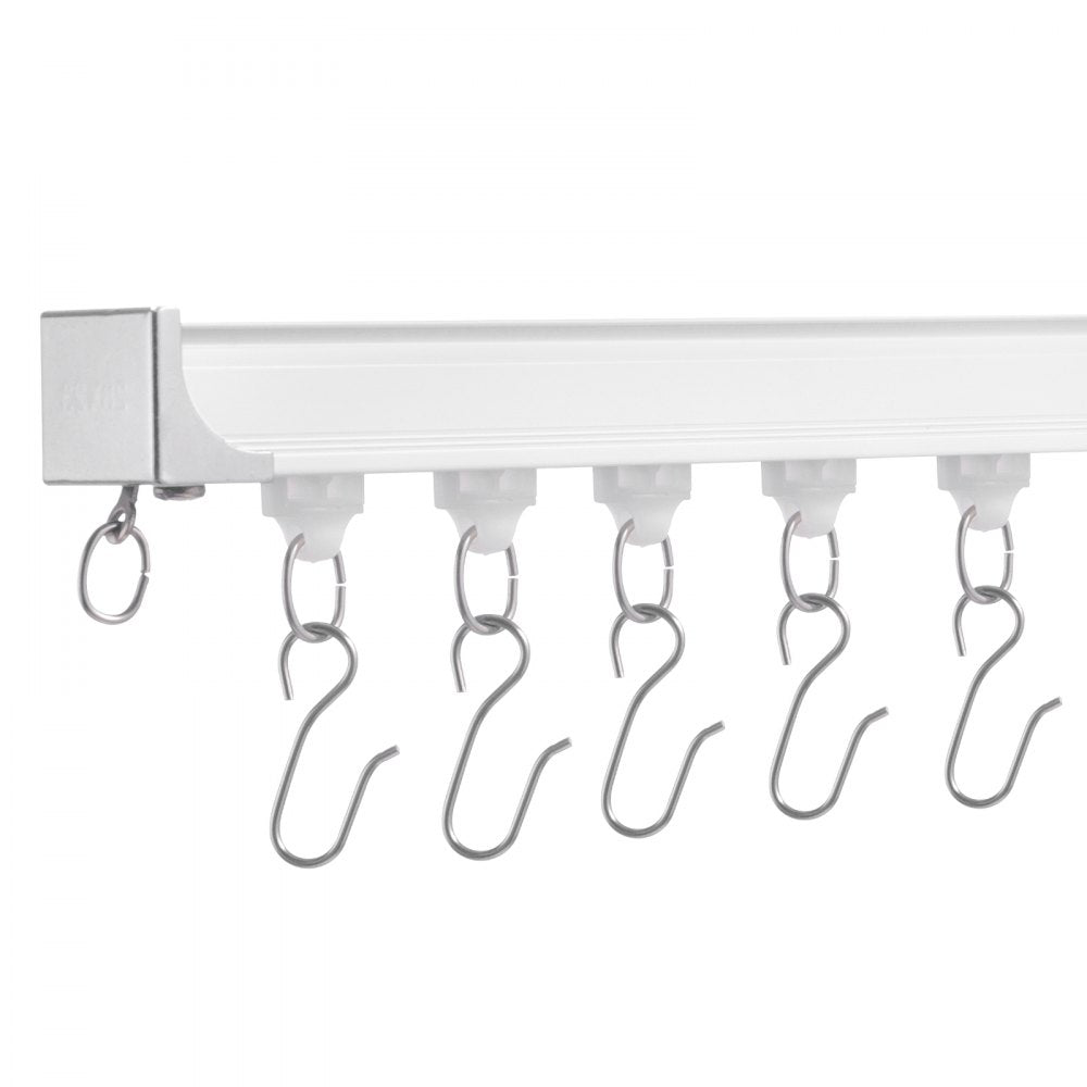 VEVOR Ceiling Curtain Track Set, 11.8 FT/3.6 Meter, Sliding Ceiling Track System for Curtains, Room Divider Curtain Track Ceiling/Wall Mounted for Living Room Bedroom with Hooks and Hardware, White