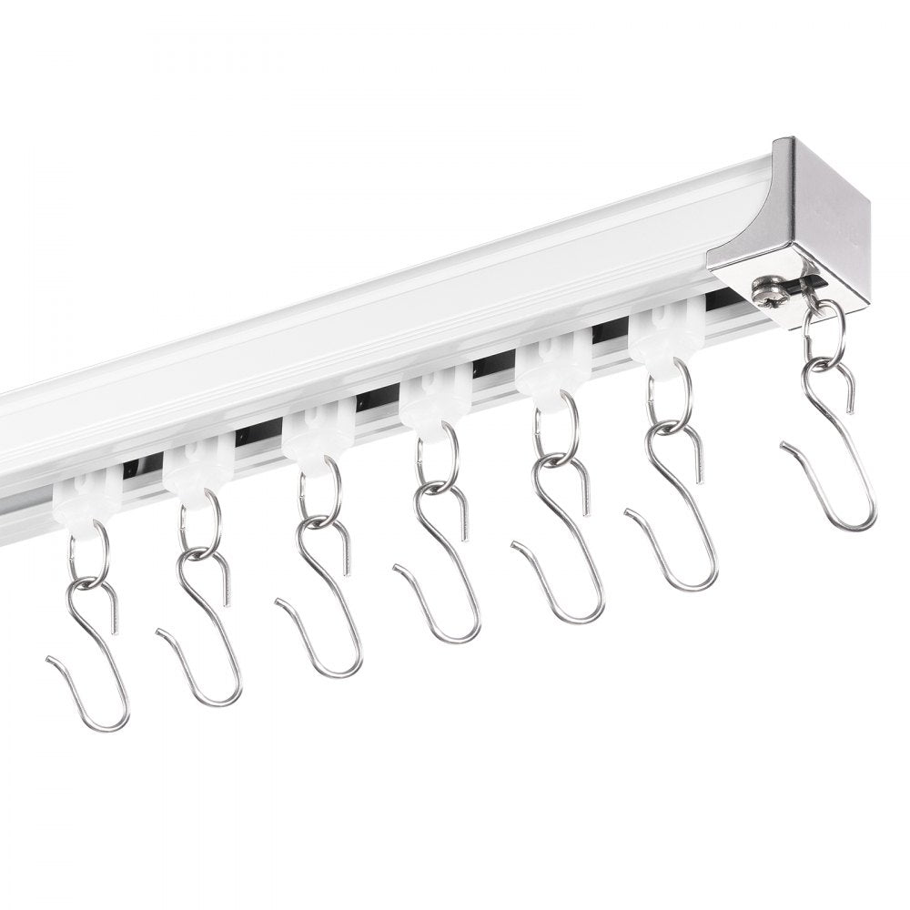 VEVOR Ceiling Curtain Track Set, 11.8 FT/3.6 Meter, Sliding Ceiling Track System for Curtains, Room Divider Curtain Track Ceiling/Wall Mounted for Living Room Bedroom with Hooks and Hardware, White