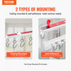 VEVOR Ceiling Curtain Track Set, 9.9 FT/3 Meter, Self Adhesive, No Drill Ceiling Track System for Curtains, Room Divider Curtain Track Ceiling Mounted for Living Room with Hooks and Hardware, White