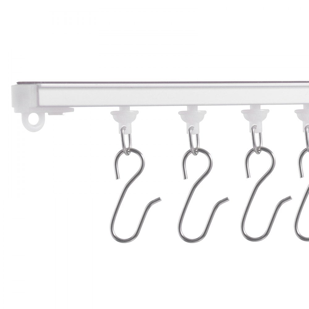 VEVOR Ceiling Curtain Track Set, 9.9 FT/3 Meter, Self Adhesive, No Drill Ceiling Track System for Curtains, Room Divider Curtain Track Ceiling Mounted for Living Room with Hooks and Hardware, White