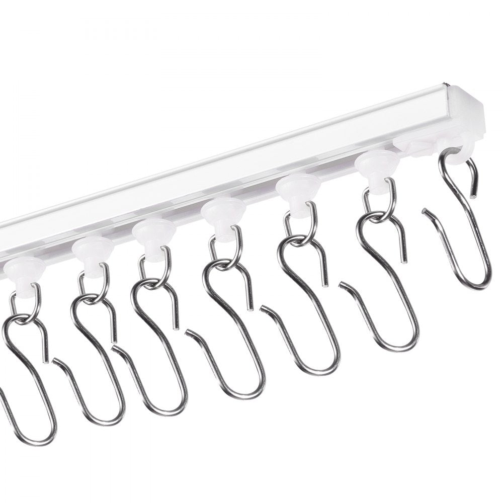 VEVOR Ceiling Curtain Track Set, 9.9 FT/3 Meter, Self Adhesive, No Drill Ceiling Track System for Curtains, Room Divider Curtain Track Ceiling Mounted for Living Room with Hooks and Hardware, White