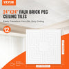 VEVOR Ceiling Tiles, 12-Pack 24 x 24 in, Drop Ceiling Tiles Premium PVC Sheet, Easy Installation/ Cutting Plastic Glue-up Ceiling Tile, Ceiling Covering for Home/Office Decoration, White Echo Pattern