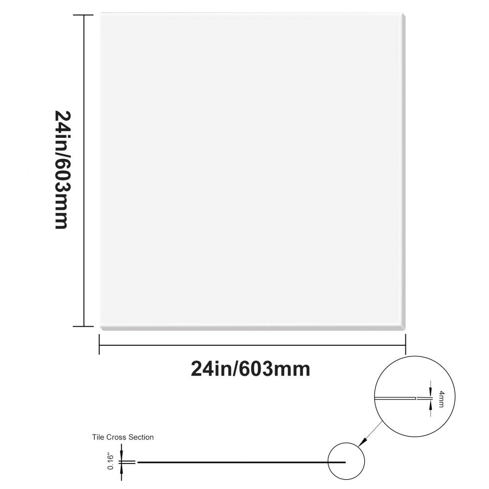 VEVOR Ceiling Tiles, 12-Pack 24 x 24 in, Drop Ceiling Tiles Premium PVC Foam Sheet, Fire-Rated & Good Flexibility & Easy Installation, Ceiling Covering for Home/Office Decoration, Smooth White