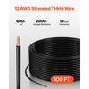 VEVOR 12 AWG THHN Wire, 19-Stranded, 100% OFC Copper Electrical Building Wire with Nylon Jacket, Rated for Up to 600 Volts, for Indoor Outdoor Use, Commercial, Industrial, Residential, Black (100 ft)