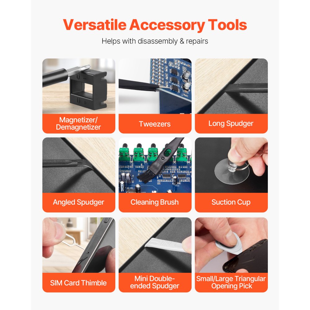 VEVOR Screwdriver Set, 59-Piece Small Precision Screwdriver Set with Phillips, Flat Head, Torx, Pentalobe Bits, Tweezer for Men, Mini Cleaning Repair Tool Kit for iPhone, MacBook, Laptop, Computer