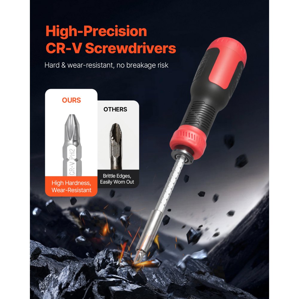 VEVOR Screwdriver Set, 13 in 1 Magnetic Multi Bit Mini Nut Driver Set, Phillips, Flat Head, Torx, Square Bits for Men, Manual Precision Repair Tool Kit for Sockets, Furniture, Home Appliances, Cars