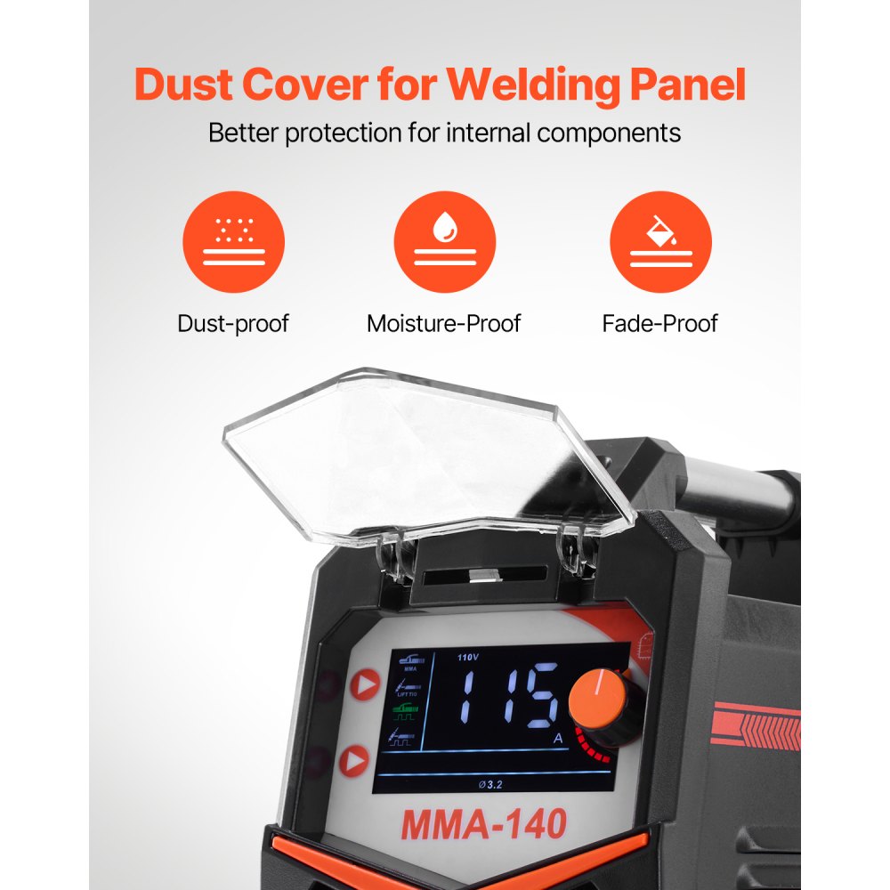 VEVOR MMA Welder, 140A 4-in-1 Welding Machine - MMA (Stick)/DC Pulse MMA/DC Pulse TIG/Lift TIG, 110 & 220V Dual Voltage Electric Welder with LED Display, Synergic Control, IGBT Inverter Hot Start