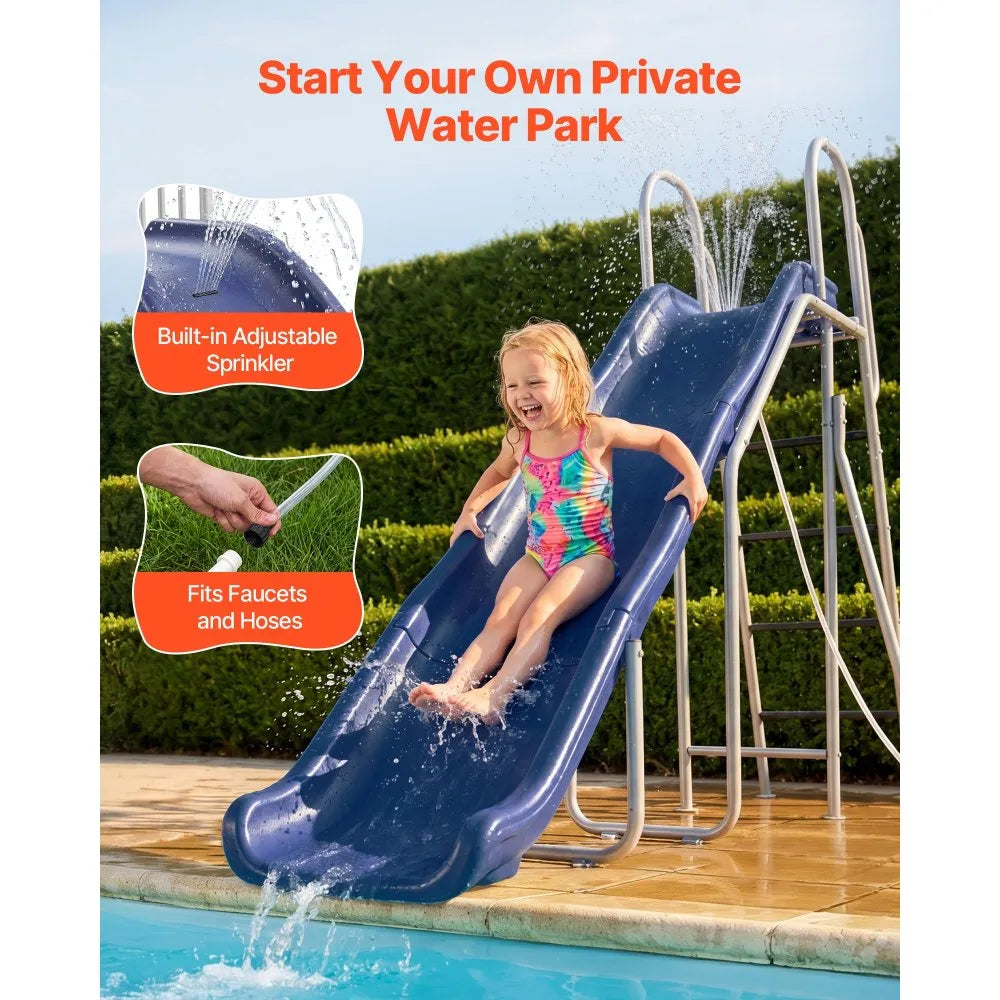 VEVOR Water Slide, Big 10 ft Outdoor Waterslide for Kids, Free Standing Pool Slide with Built in Adjustable Sprinkler and Climbing Ladder, Metal Plastic Playground Equipment, Platform for Backyard Fun