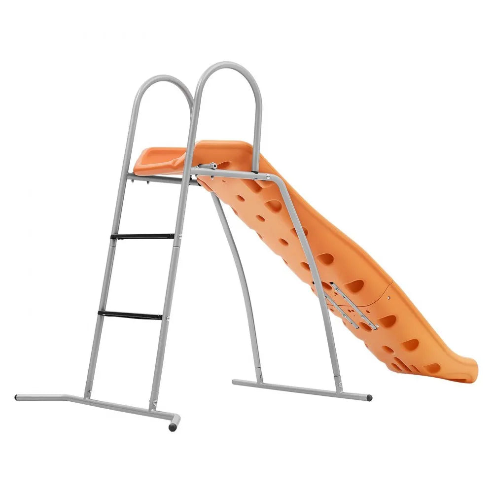 VEVOR Water Slide, 5.5ft Outdoor Waterslide for Kids, Free Standing Pool Wave Slide with 6.5ft Ground Tarp, Built in Adjustable Sprinkler, Metal Plastic Playground Equipment, Platform for Backyard Fun