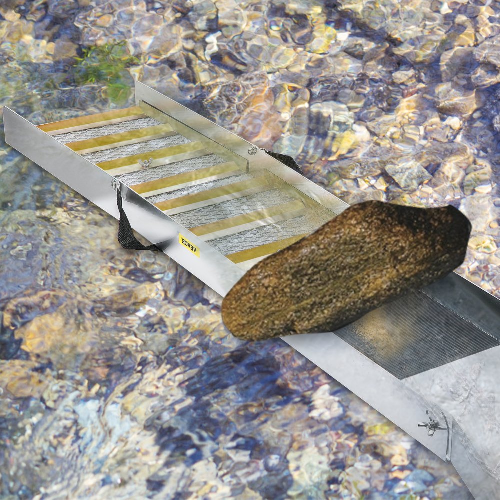 VEVOR Folding Aluminum Alloy Sluice Box, Compact 50" Sluice Boxes for Gold, Lightweight Gold Sluice Equipment, Portable Sluice Boxes with Miner's Moss, River, Creek, Gold Panning, Prospecting, Dredgin
