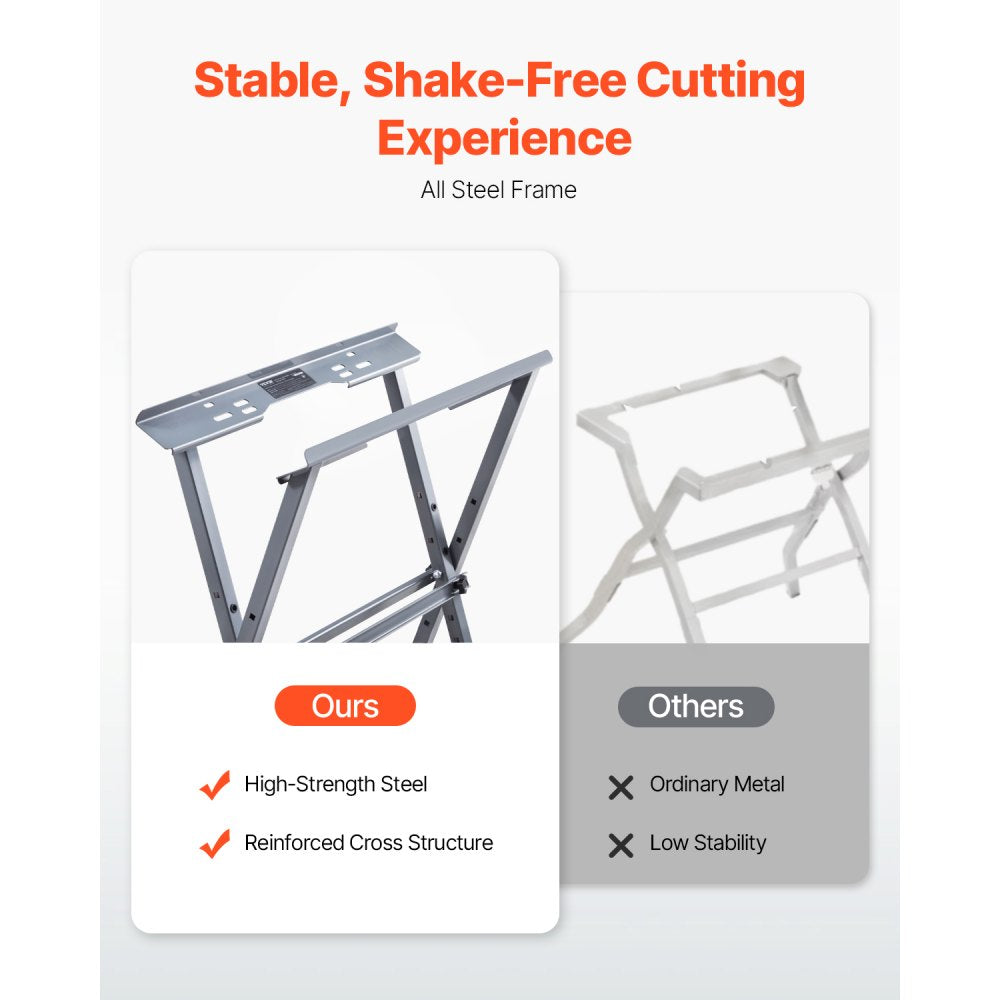 VEVOR Table Saw Folding Stand, 350 lbs / 158.76 kg Load Capacity, Portable Compact Table Saw Stand, Heavy Duty Construction, Easy Storage, Foldable Design, Universal for Most Brands of Table Saws